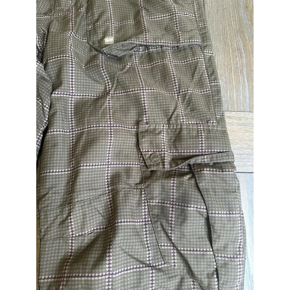 Orage Men's Olive Plaid Houndstooth Cargo Snow Ski Pants Size Medium